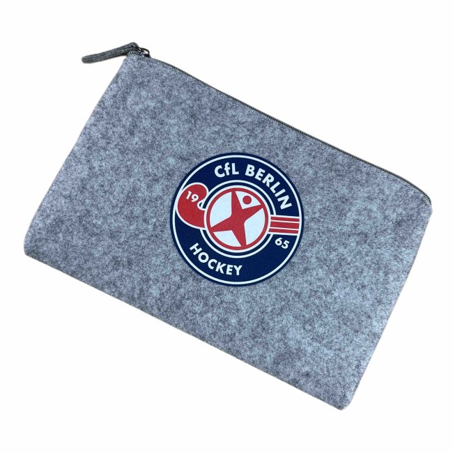 Kleinkramtasche aus Filz hellgrau - CfL Logo